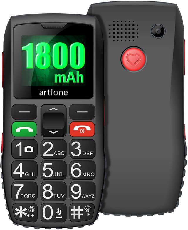 Detalle de artfone C1 Black 2G GSM Senior Mobile Phone with Big Buttons, SOS and 1800mAh Battery