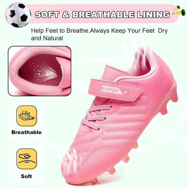 Detalle de BUWTDAY Kids Soccer Cleats (Boys & Girls) for Firm Ground Youth Football Shoes