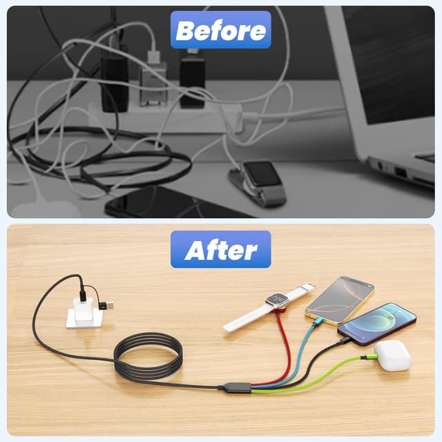 Thumbnail 4 de Travel Essentials 4-in-2 Multi Charging Cable 5FT 🔌