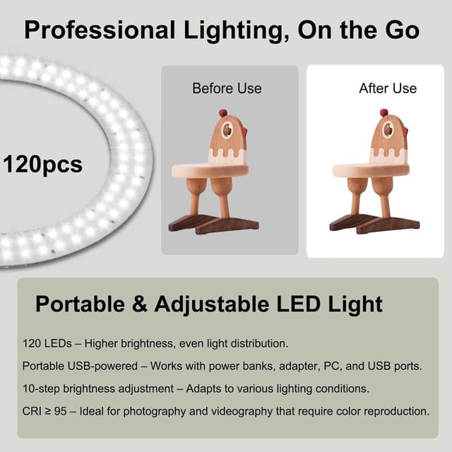 Detalle de PULUZ 30 cm Fotostudio Lichtzelt (Fotobox) mit 112 dimmbaren LED & 6 Hintergründen – für Produktfotos