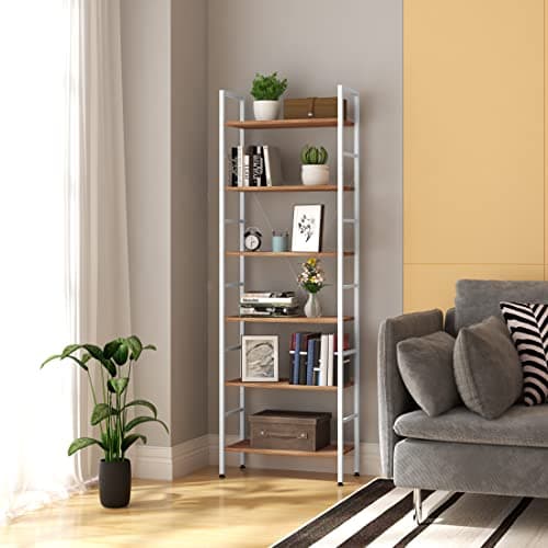 Thumbnail 1 de WOLTU Estantería Alta 6 Niveles Roble y Blanco 🪵