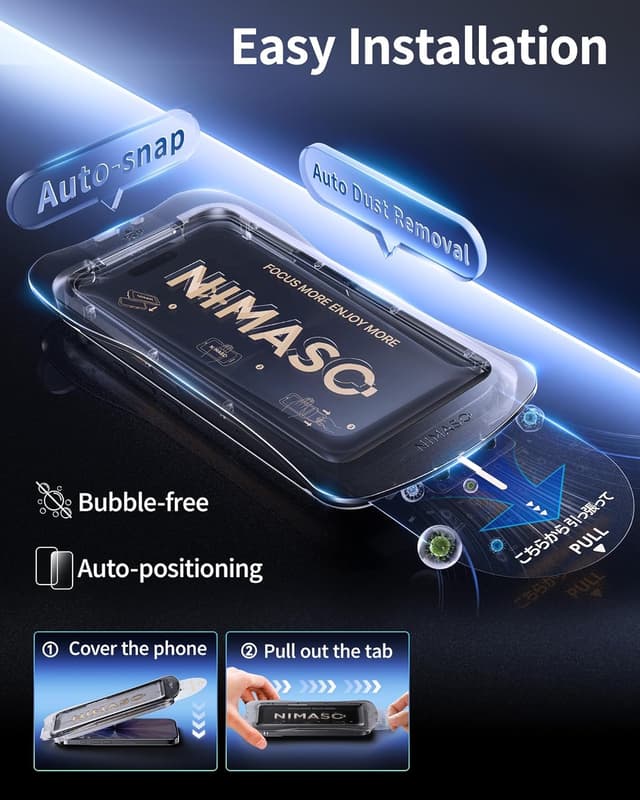 Detalle 2 de NIMASO lot de 2 films protecteurs d’écran pour iPhone 17 (6,3”) en verre trempé 9H