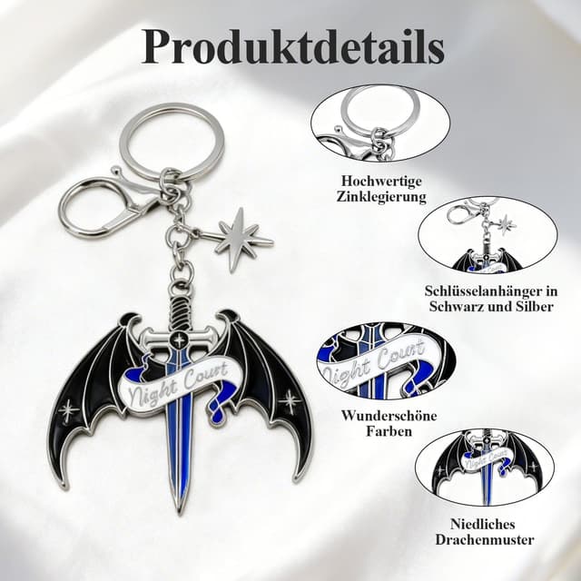 Detalle 2 de Komergave Schlüsselanhänger Drache – praktischer Taschenanhänger aus Zinklegierung für Schlüssel und Alltag