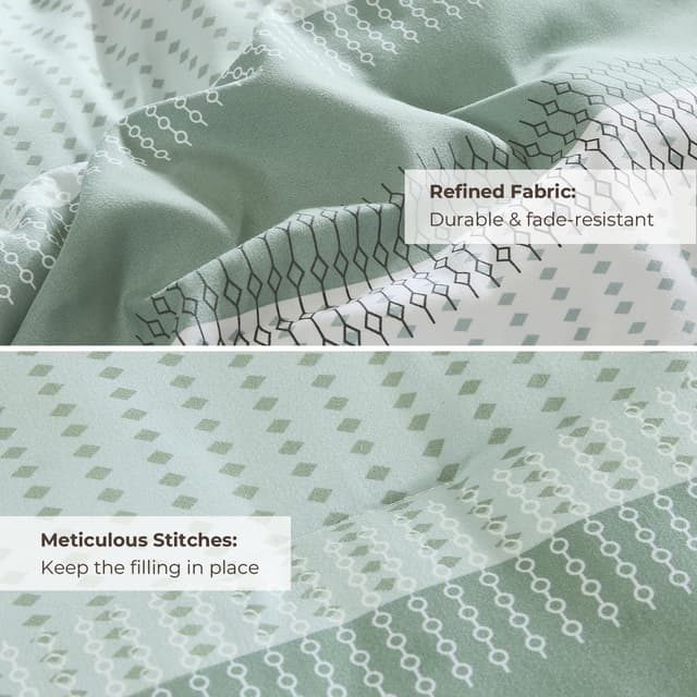 Thumbnail 6 de Litanika King Size Comforter Set (Sage Green) – 3-Piece Lightweight Quilt Bedding, Down Alternative