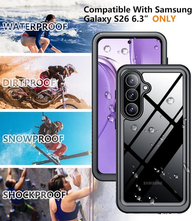 Thumbnail 6 de Temdan Waterproof Case for Samsung Galaxy S26 (6.3") — IP68, Built-in Screen & Lens Protection, Military Shockproof Design (Black, 2026)