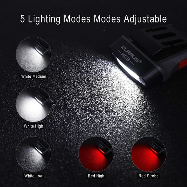 Detalle de Klarus HC3 Clip Rechargeable : lampe frontale mains libres à capuchon, lot de 2