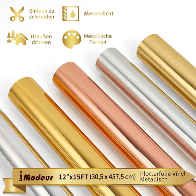 Detalle 2 de IModeur gebürstete gold metallische Vinylfolie für Plotter – 12 x 15 Fuß (30,5 cm x 4,58 m) für Cricut & DIY