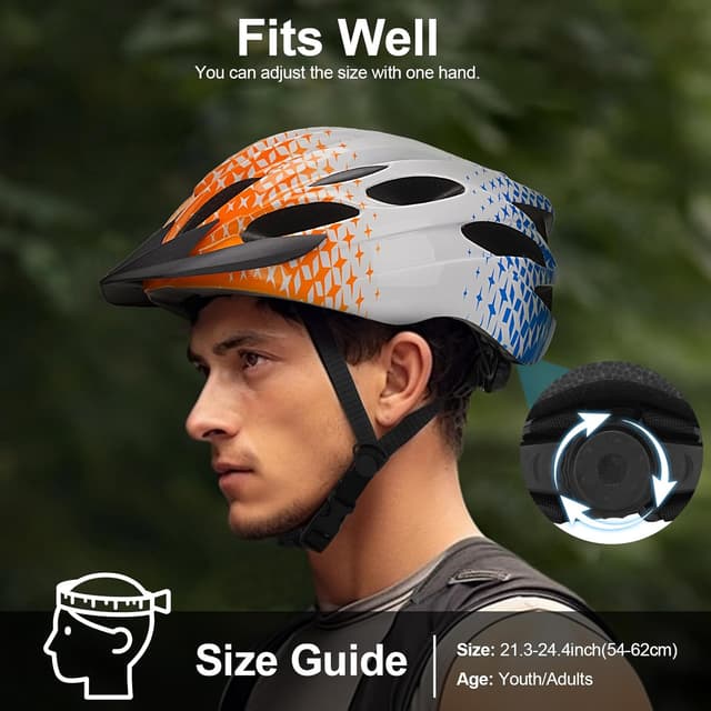 Thumbnail 6 de Bike Helmet Men Women Cycle Helmet with Light (54–62cm) – 21 Vents Adjustable MTB/Road Helmet