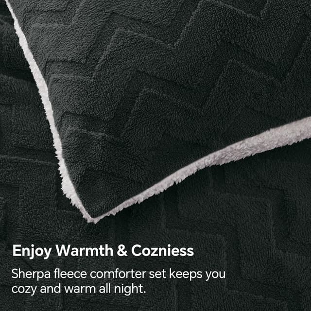 Thumbnail 4 de BEDELITE Fluffy King Comforter Set with Sherpa 3-Piece