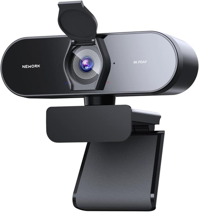 Detalle de NEWORK 4K Webcam mit Dual-Autofokus (PDAF & CDAF), 2 Mikrofonen und Privatschutzabdeckung – für PC/Mac & Laptop
