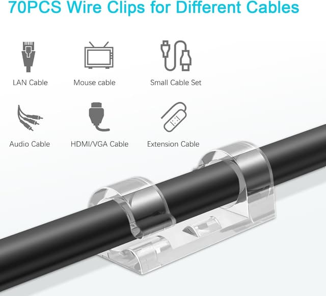 Thumbnail 2 de VIPMOON 70 Pcs self-adhesive cable clips
