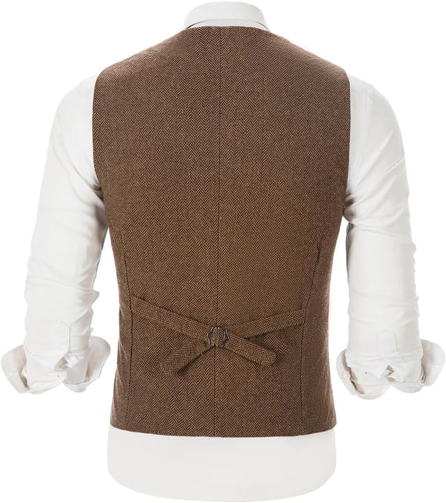 Detalle de Solovedress Vintage Classic Weste aus Wolle mit V-Ausschnitt – Regular Fit für Hochzeit & Business