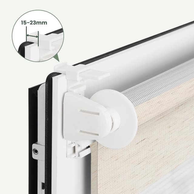 Detalle de Buseu Store enrouleur jour nuit sans perçage (lin translucide & occultant) avec clips