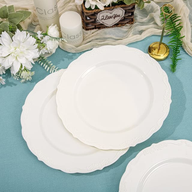Thumbnail 1 de DaYammi Ivory 60pc Dinner Plates
