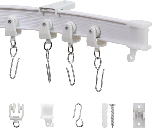 Detalle de Taaizau Flexible Deckenvorhangschiene – gebogene Schiene zur Deckenmontage, biegsamer Raumteiler (3 Meter)