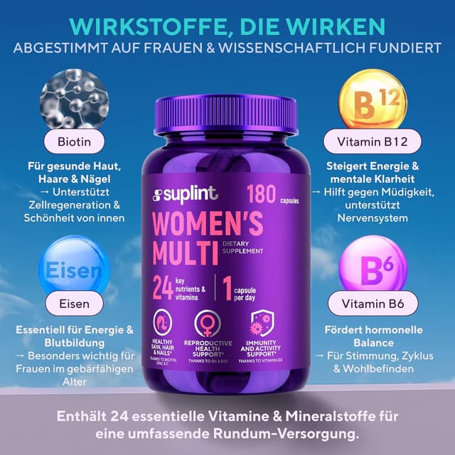 Detalle 1 de SUPLINT Multivitamin 180 Kapseln für Frauen