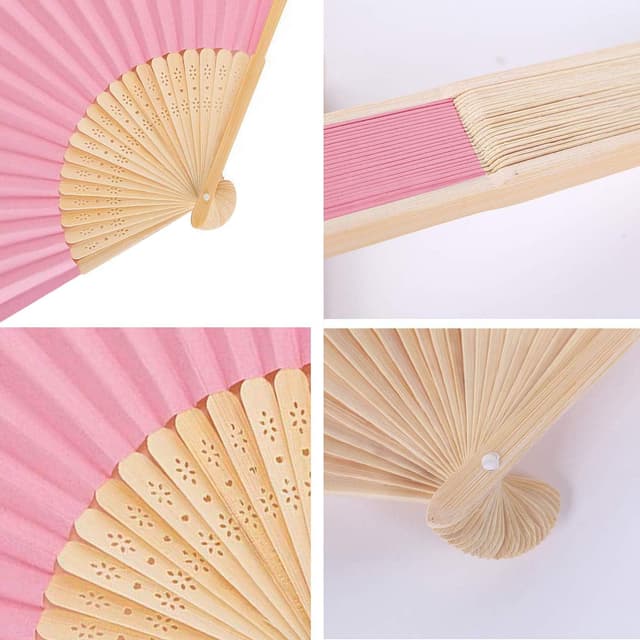 Detalle 2 de iZoeL Abanico Plegable Rosa - 12 Piezas para Eventos