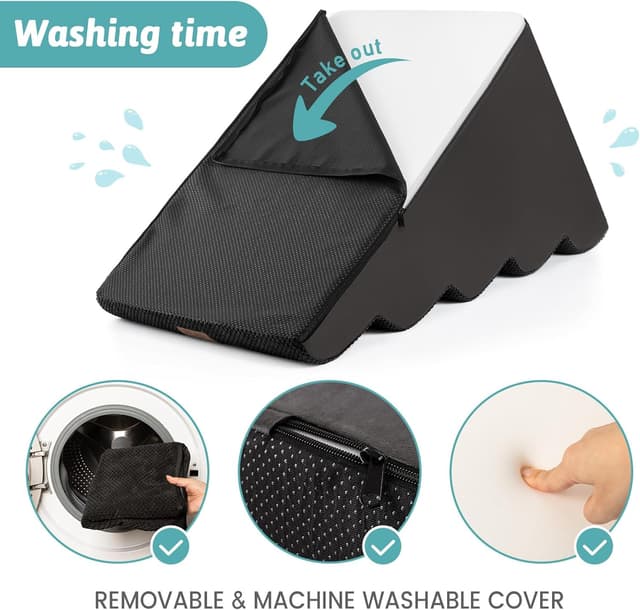 Detalle de COZY KISS Hundetreppe für kleine Hunde mit 5 Stufen, waschbarem Bezug und rutschfestem Boden (Schwarz)