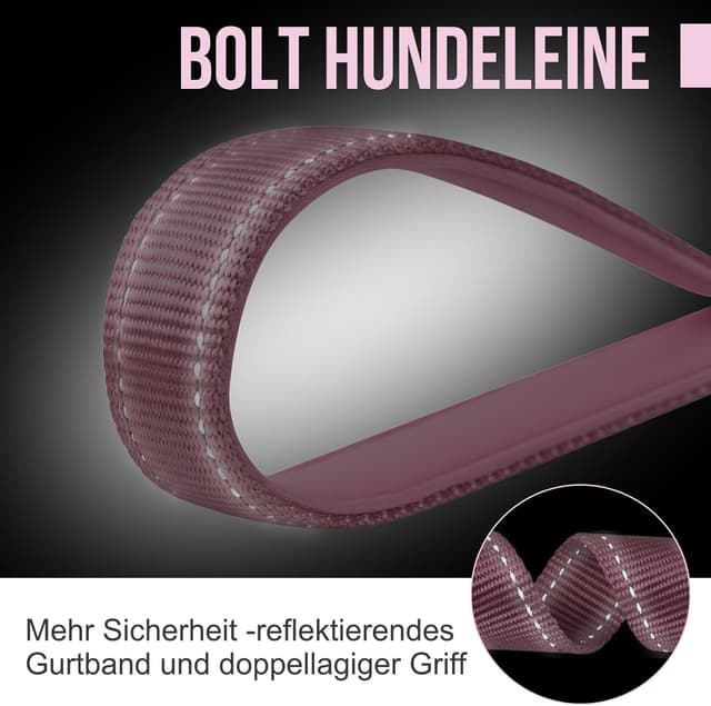 Detalle 2 de OneTigris Bolt Kurzführer Hund 30 cm – Hundeleine kurz mit Tiger-Zahn Metallclip & weicher Polsterung, reflektierendes Nylon (Rosa)