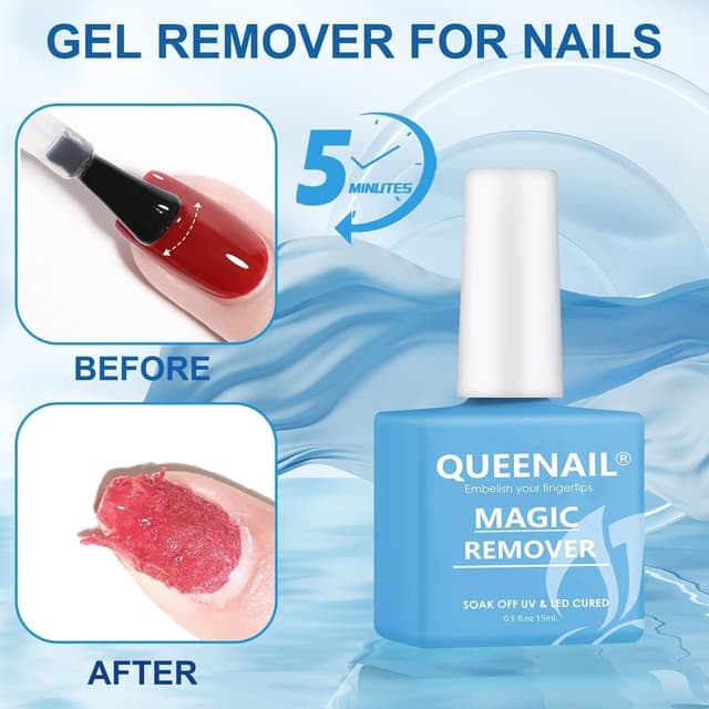 Detalle de Aubeifou Magic Nagellackentferner-Set (2x15 ml) zum Entfernen von Gellack – mit Hautschieber & Nagelschaber