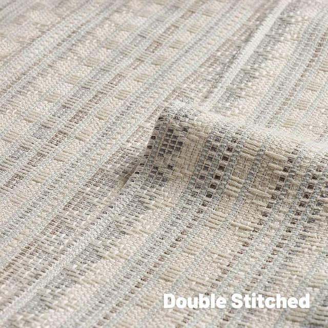 Detalle 2 de Ystyle housse de coussin 60x60 (lot de 2) en chenille à rayures champêtres gris/blanc