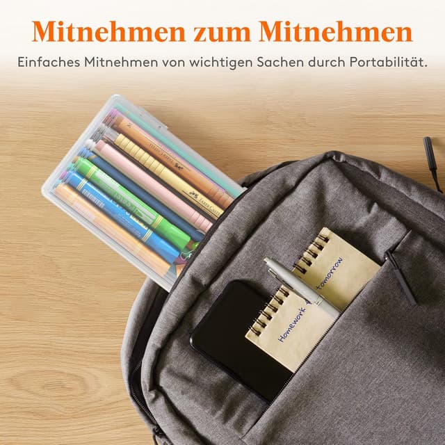 Detalle de Lifewit 1L Stiftebox mit Snap-Dicht Deckel (6er-Set, 20 x 12 cm) – transparente Organizer für Büro, Basteln & Kinder