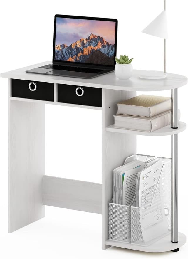Thumbnail 6 de Furinno Go Green Home compact laptop desk with side shelves (Espresso/Black/Brown)