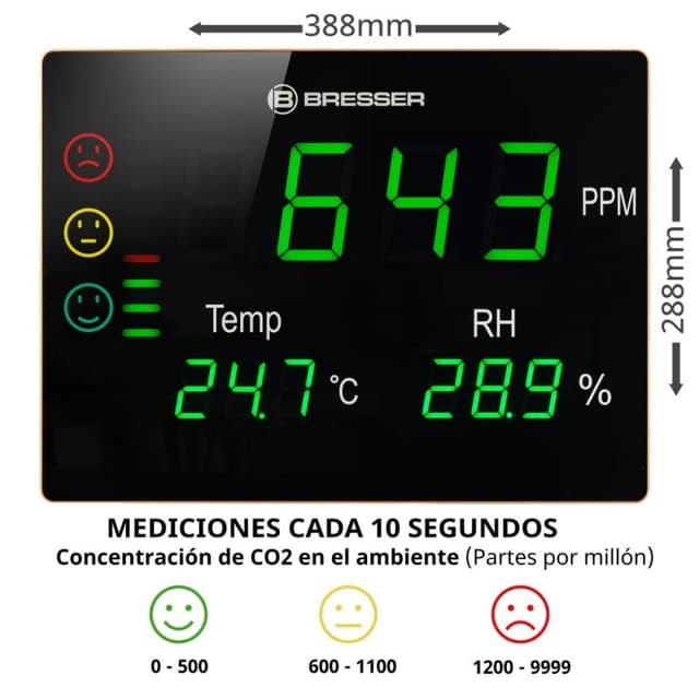 Detalle 2 de Bresser Smile XXL Medidor CO2 Profesional 📊