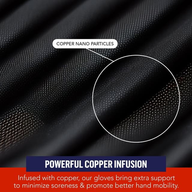 Detalle de Dr. Arthritis full length arthritis gloves with copper compression fabric and doctor-written handbook