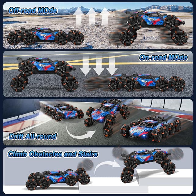Detalle 2 de Sunrad 8WD Gesture Sensing RC Stunt Car (2.4GHz) with LED Lights, Music & Spray