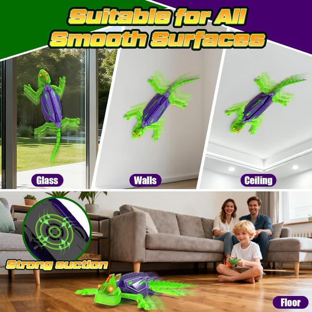 Detalle de Goody King Gecko King Gecko Wandflitzer – ferngesteuertes Kletter- und Boden-Spielzeug mit 360°-Drehung