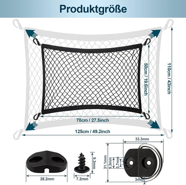Detalle 2 de VEHIRIE Cargo Net Car Boot Net 70x50 cm