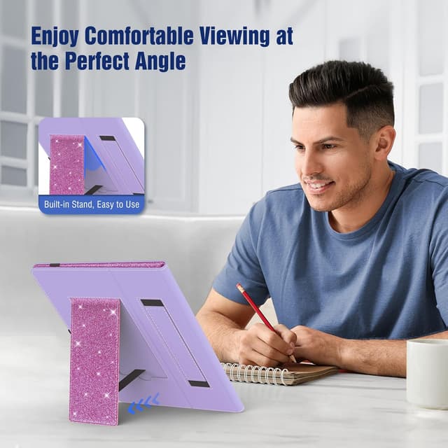 Detalle de TiMOVO Universal Hülle für 10,1 Zoll Android-Tablets mit Stiftschlaufe (9,6–11" Touchscreens, Glitzer Violett)