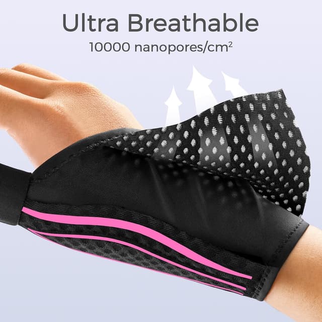 Detalle 2 de FREETOO Breathable Wrist and Thumb Support (Thumb Spica Splint) for Arthritis, De Quervain’s & Trigger Thumb – Pink, Left Hand