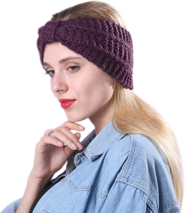 Detalle de DRESHOW 6er-Set Winter-Strick-Stirnbänder für Damen und Mädchen
