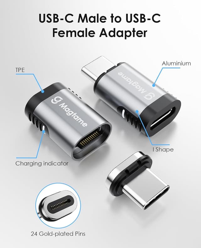 Detalle de Magtame 240W magnetischer USB‑C Adapter (40 Gbps) für schnelles Laden & 4K@60Hz