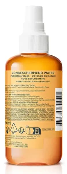 Detalle 2 de Vichy Capital Soleil Agua Luminosidad SPF50 (2x200 ml): protección solar acuosa con efecto luminosidad