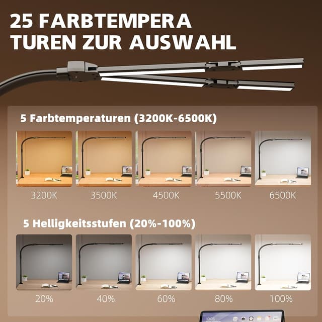 Thumbnail 4 de GAEFURY Schreibtischlampe 1800LM dimmbar