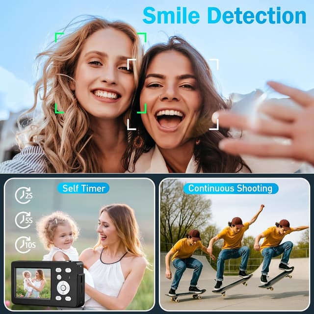 Thumbnail 6 de Teoryieer Teoryieer Digital Camera 4K 64MP Compact with 32GB Card, 18X Zoom & Anti-Shake (Black)