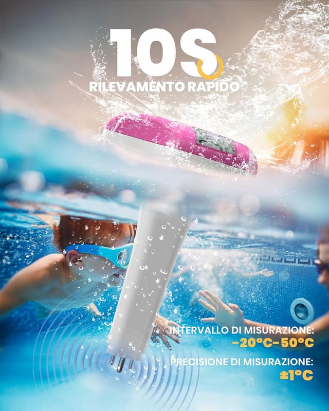 Thumbnail 6 de Baldr Solare Termometro Piscina Galleggiante con display LCD, sonda metallica e protezione IPX8