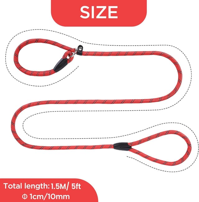 Detalle de Loutep 1.5m rope dog slip lead with reflective stitching (no collar or harness needed)