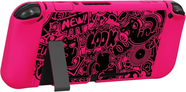 Thumbnail 6 de playvital ZealProtect Soft Protective Case for Nintendo Switch (VV & Bright Pink) with tempered glass screen protector