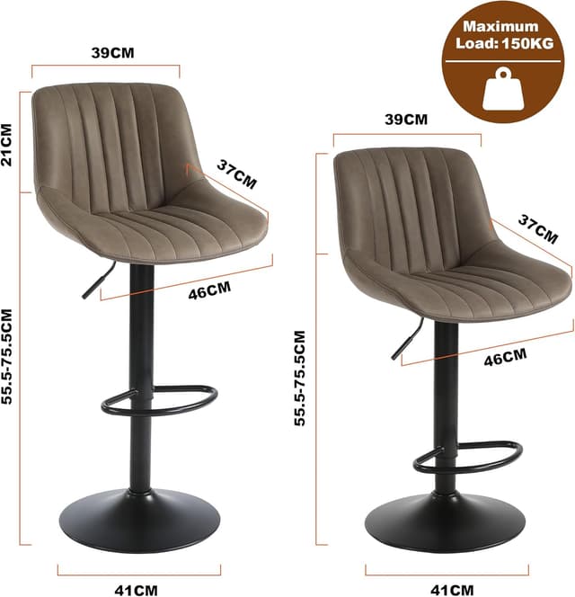 Thumbnail 2 de Youhauchair Tabouret Bar réglable 55–75 cm