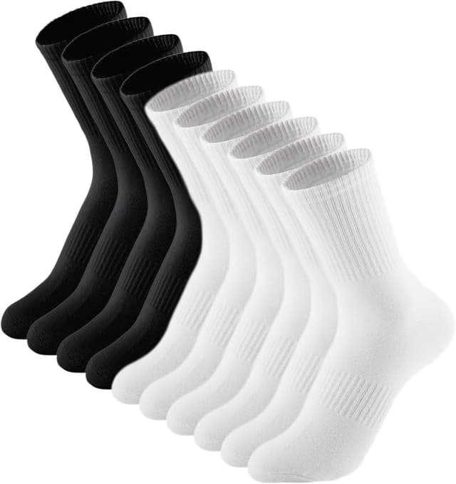 Detalle de Irisbear Women’s Crew Socks (5-Pair Pack) — Lightweight Thin Cotton for Gym, Running & Everyday