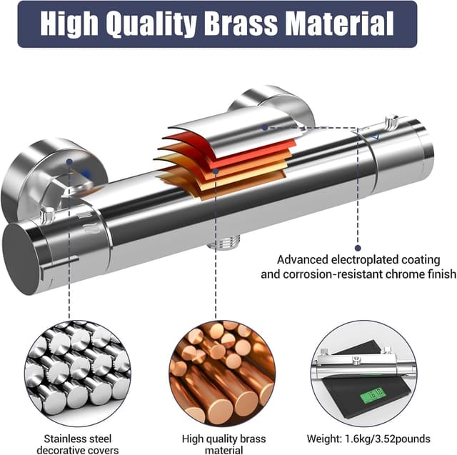 Thumbnail 1 de Thermostatic Shower Mixer Bar 1 valve