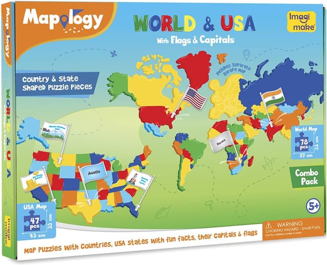 Detalle de Imagimake Mapology USA & World Map Puzzle