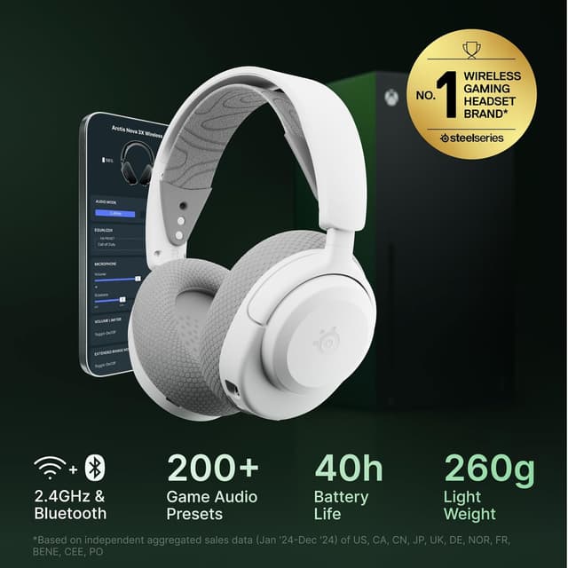 Detalle 2 de SteelSeries Arctis Nova 3X Wireless (Xbox) White headset with mobile app control