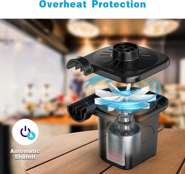 Detalle de Electric Air Pump for Inflatables with 3 Nozzles (220–240V) – Portable Quick-Fill & Deflate Pump