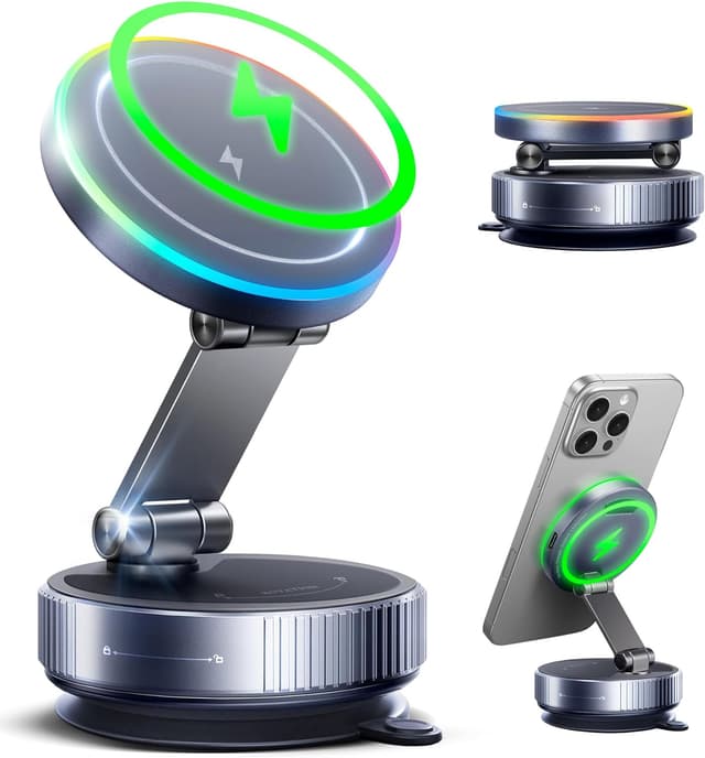 Detalle de Avedio Links Magnetic Phone Charging Holder Mount for Car – 15W Fast Wireless Charger with MagSafe alignment