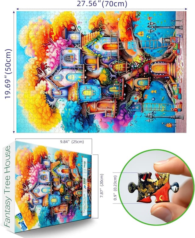 Detalle 2 de Blueforest 1000-Piece Adult Jigsaw Puzzle (Whimsical Tree House Fantasy Art)